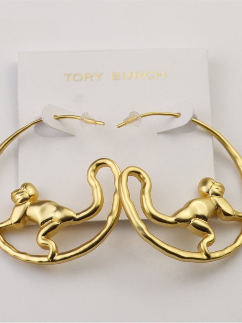 Tory Burch Gold Monkey Hoop Earrings
